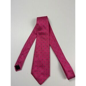 Holland & Sherry Silk Necktie Pink Purple Blue Squares Pattern Men's Tie‎